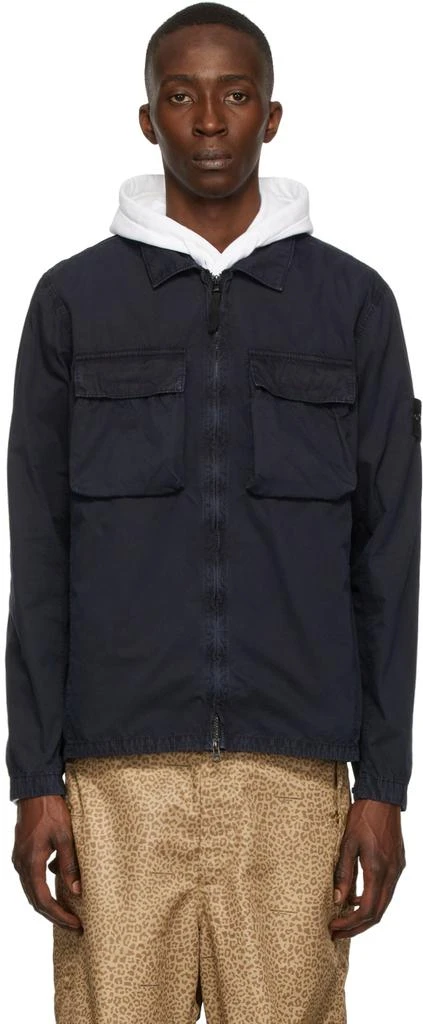 商品Stone Island|Navy Old Effect Overshirt Jacket,价格¥1860,第1张图片