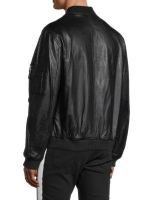 商品RON TOMSON|Sleeve-Pocket Leather Bomber Jacket,价格¥1404,第4张图片详细描述