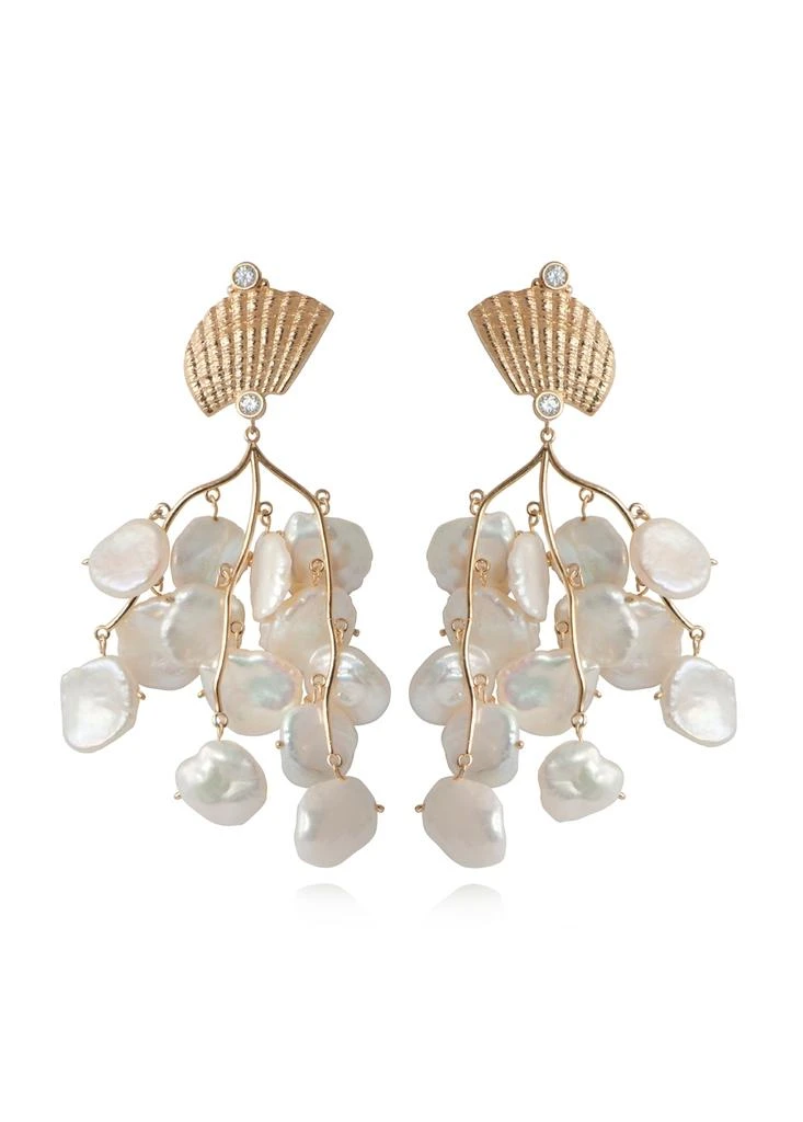 商品APPLES & FIGS|24k gold vermeil petal pearl & shell earrings,价格¥3251,第1张图片