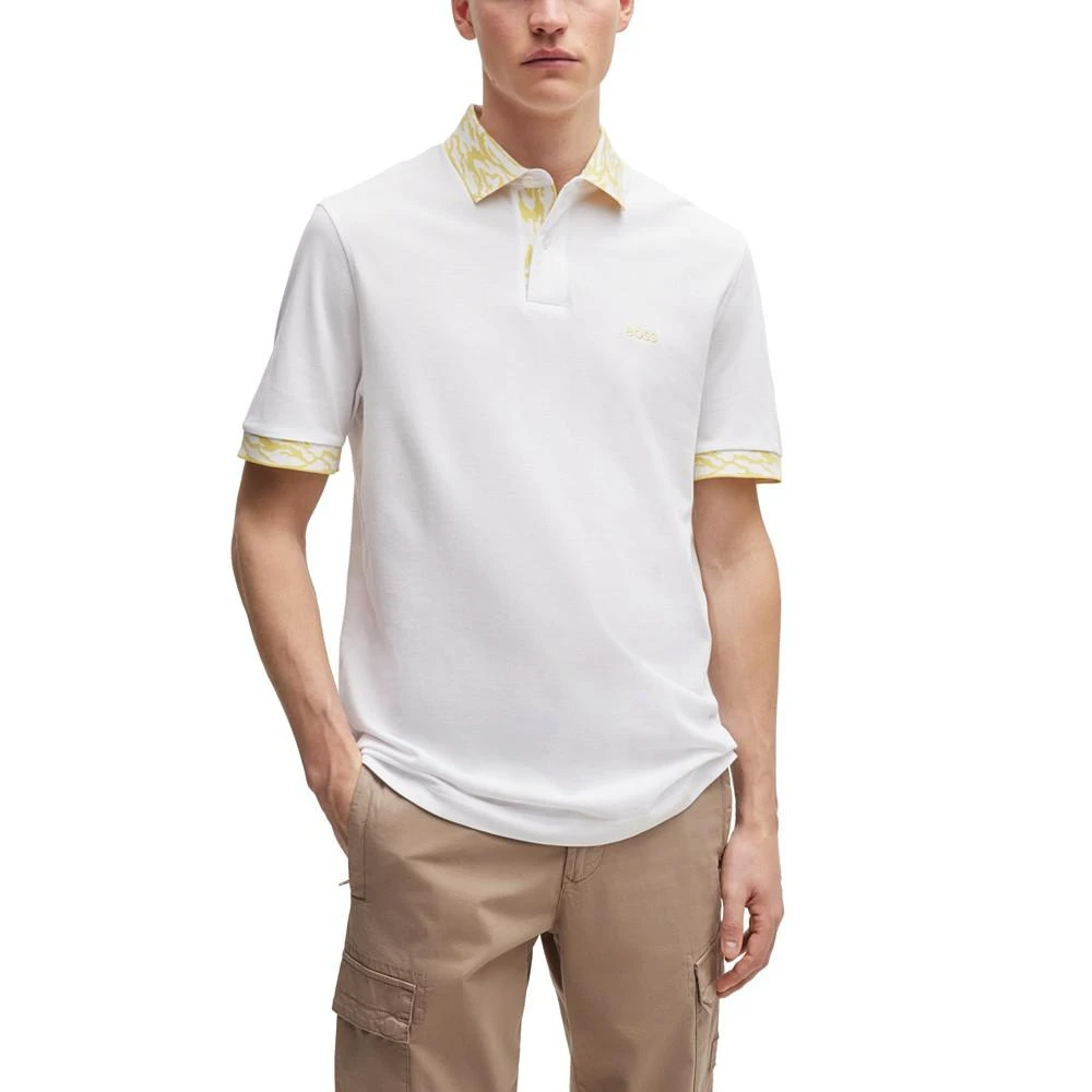 商品Hugo Boss|Men's Patterned Trims Polo Shirt,价格¥524,第1张图片