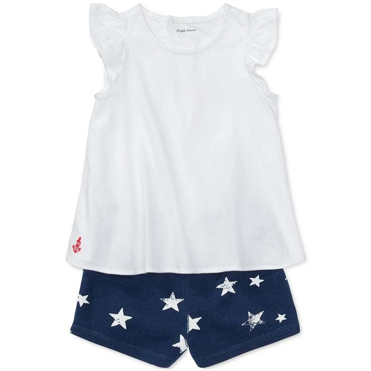 商品Ralph Lauren|Flutter-Sleeve Top & Printed Shorts Set, Baby Girls (0-24 months),价格¥148,第2张图片详细描述