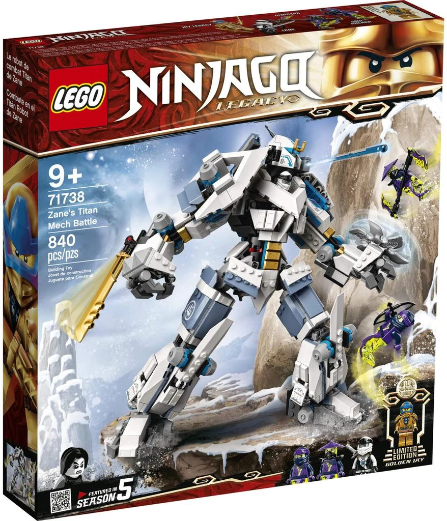 商品LEGO|LEGO NINJAGO Legacy Zane's Titan Mech Battle 71738 Ninja Toy Building Kit Featuring Collectible Minifigures, New 2021 (840 Pieces),价格¥451,第2张图片详细描述