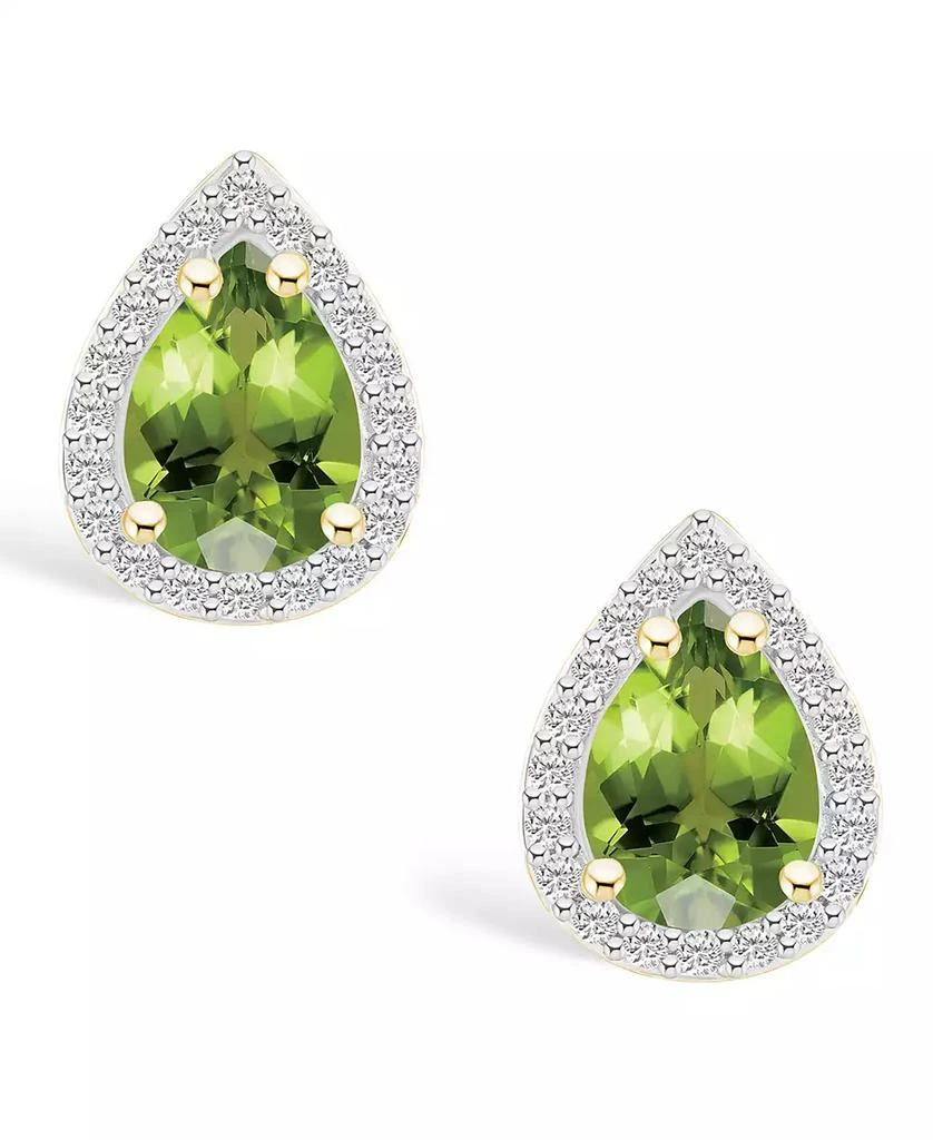 商品Macy's|Peridot (1-3/5 ct. t.w.) and Lab Grown Sapphire (1/5 ct. t.w.) Halo Studs in 10K Yellow Gold,价格¥2631,第3张图片详细描述