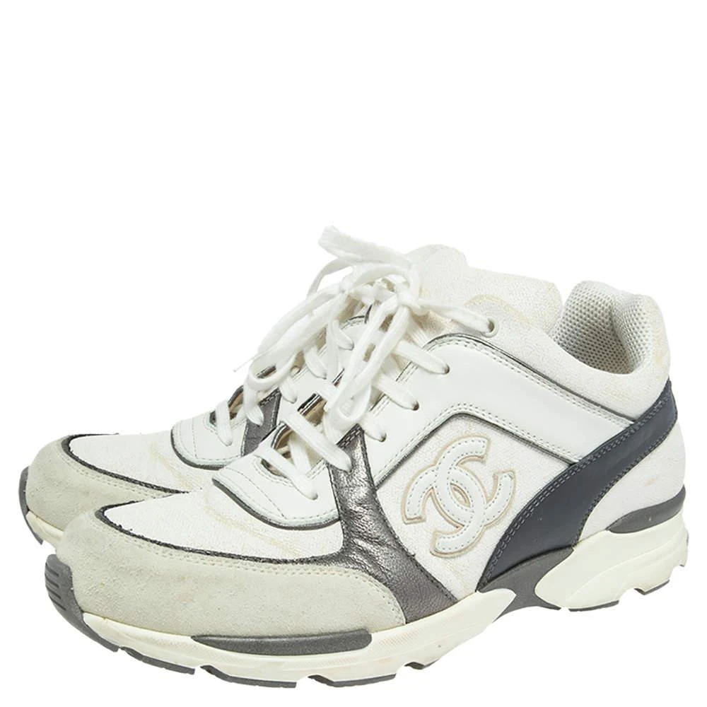商品[二手商品] Chanel|Chanel Tricolor Leather And Canvas  CC Lace Up Sneakers  Size 40,价格¥4254,第4张图片详细描述