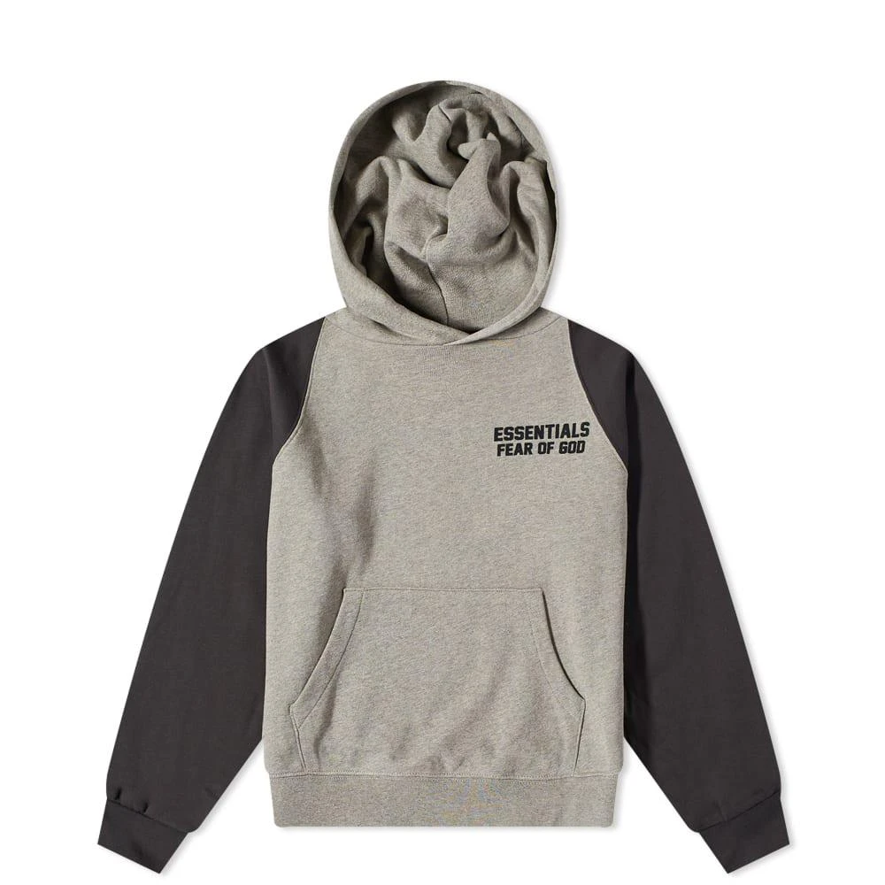 商品Essentials|Fear of God ESSENTIALS Kids Logo Raglan Popover Hoody - Dark Oatmeal,价格¥359,第1张图片