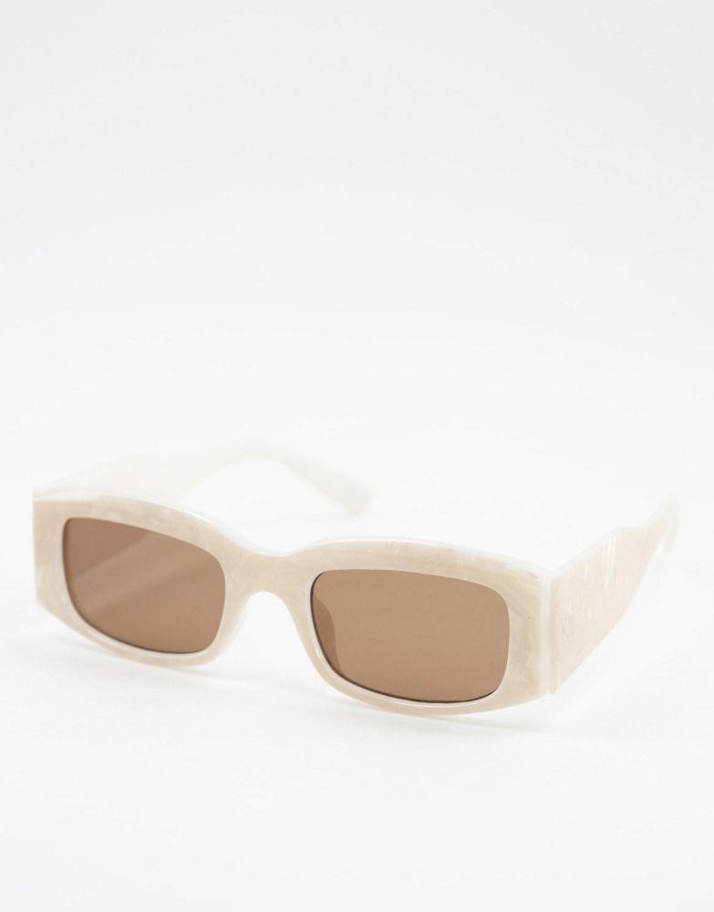 ASOS DESIGN frame mid square sunglasses in white acetate transfer - WHITE商品第1张图片规格展示