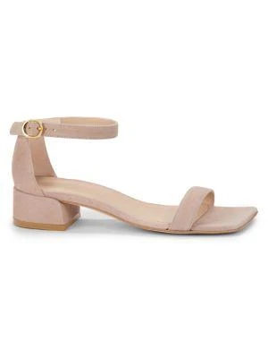 商品Stuart Weitzman|女式 Nudist June 绒面革粗跟凉鞋,价格¥1200,第1张图片