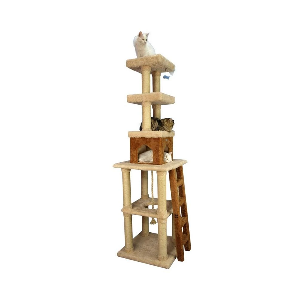 商品Macy's|Multi-Level Real Wood Cat Tower With Condo, Rope Swing, Ladder and 2 Perches,价格¥2662,第5张图片详��细描述