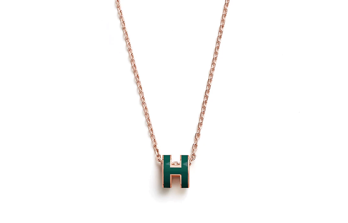 商品[国内直发] Hermes|爱马仕 POP H系列 Mini Pop H 吊坠设计 镀玫瑰金 金属 五金 项链 女款 玫瑰金色,价格¥5555,第1张图片
