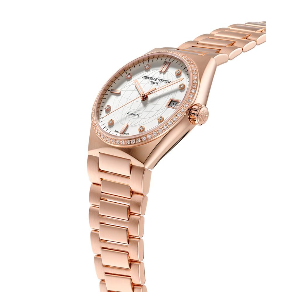 Women's Swiss Automatic Highlife Diamond (1/20 ct. t.w.) Rose Gold-Tone Stainless Steel Bracelet Watch 34mm商品第2张图片规格展示