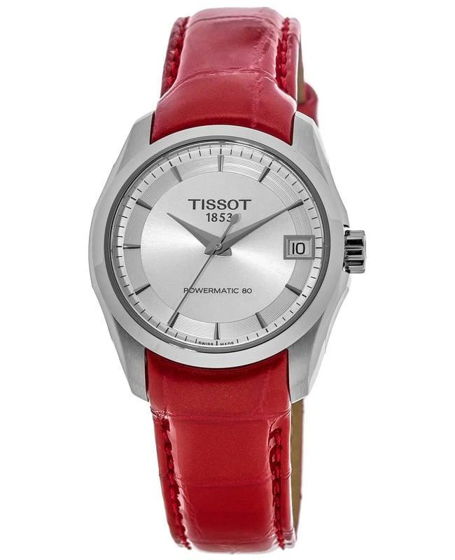 商品Tissot|Tissot Couturier Automatic Silver Dial Pink Leather Strap Women's Watch T035.207.16.031.01,价格¥2010,第1张图片