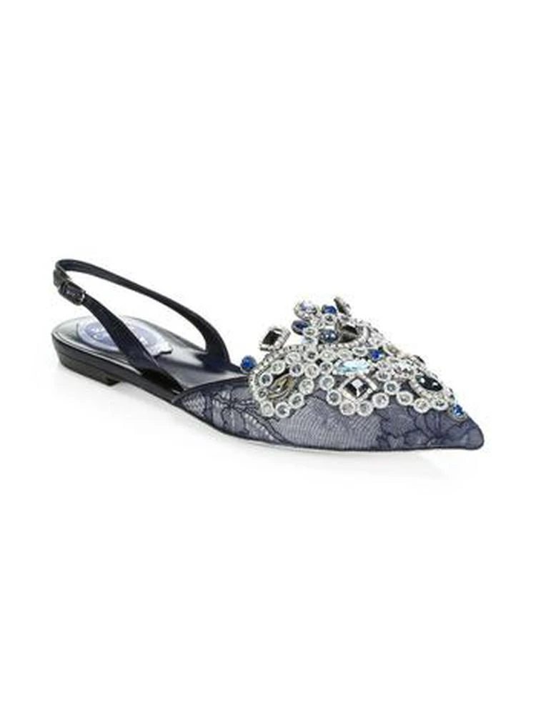 商品Rene Caovilla|Multi-Stone Mesh Slingback Flats,价格¥5800,第2张图片详细描述