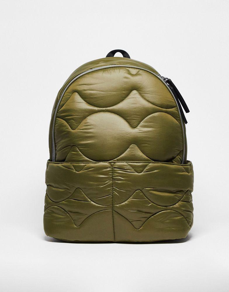 Topshop Nina puffer backpacks in green商品第1张图片规格展示