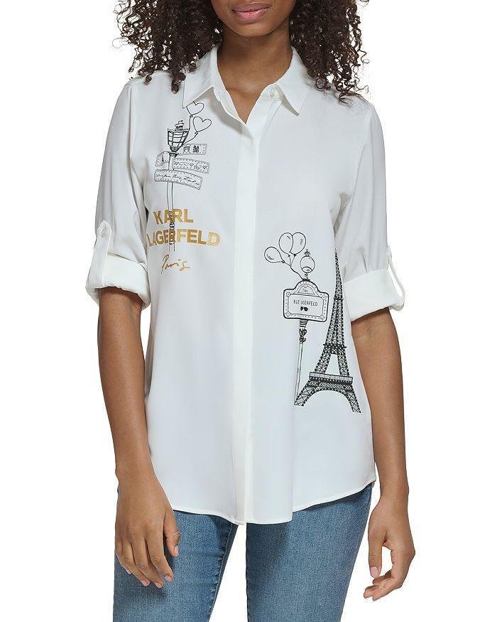 商品Karl Lagerfeld Paris|Roll Sleeve Shirt,价格¥596,第1张图片详细描述