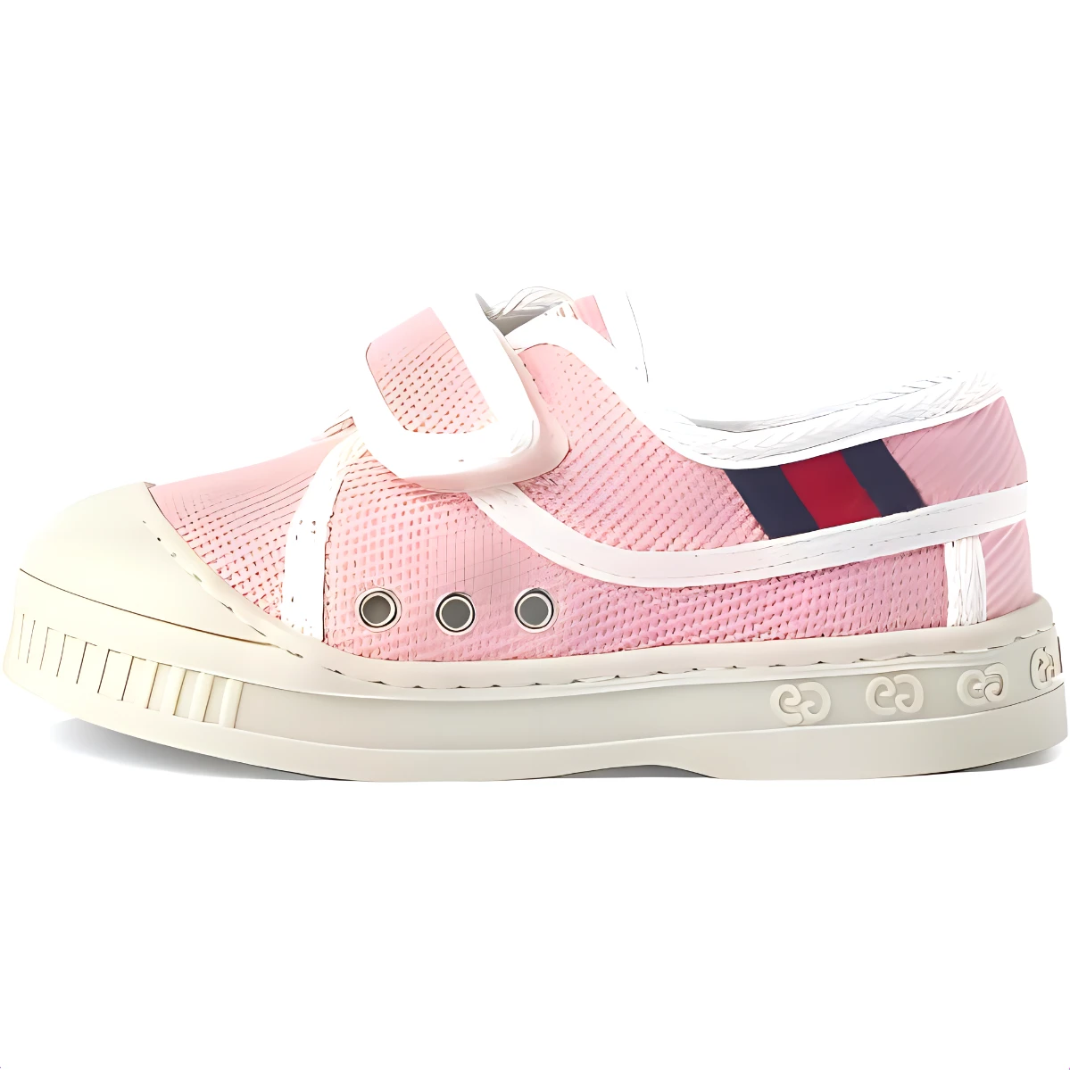 商品[国内直发] Gucci|[预售3天]古驰 Tennis 1977 魔术贴圆头 防滑 低帮 儿童休闲鞋 粉色 中小童,价格¥1305,第4张图片详细描述