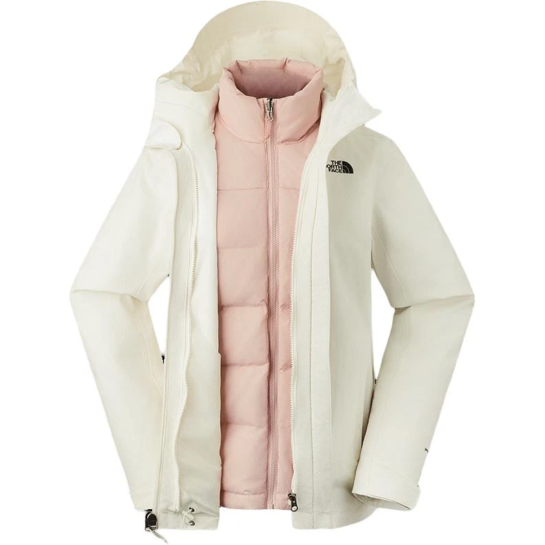 商品[国内直发] The North Face|北面  城市户外系列 品牌logo时尚夹羽绒内胆连帽长袖  防水防风透气冲锋衣 女款 沙丘白,价格¥3535,第1张图片