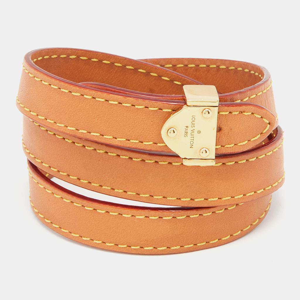 Louis Vuitton Tan Brown Leather Box It Triple Tour Bracelet 17商品第1张图片规格展示