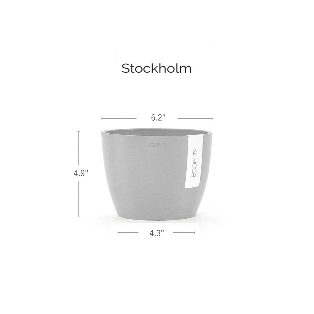 商品ECOPOTS|Stockholm Round Plastic Flower Pot, Dark Grey, 6",价格¥88,第3张图片详细描述