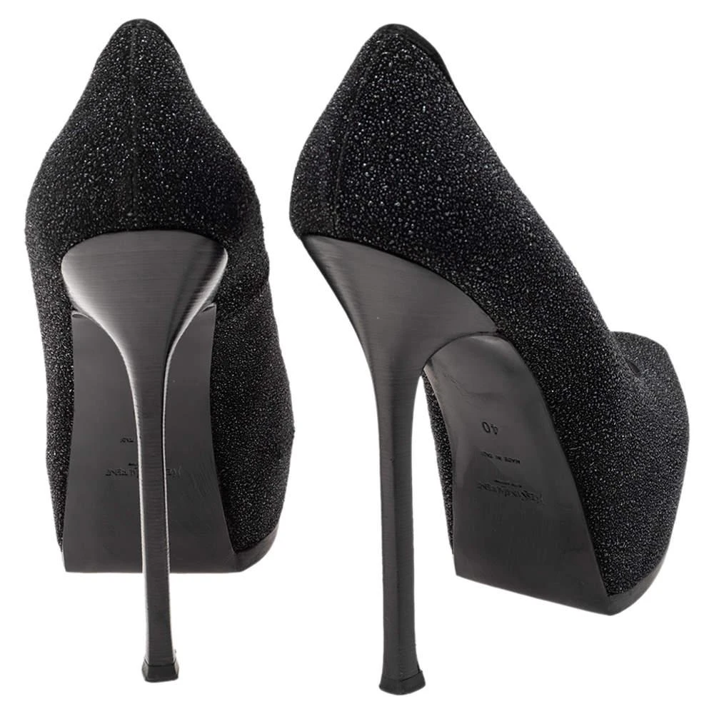 商品[二手商品] Yves Saint Laurent|Yves Saint Laurent Black Glitter Tribtoo Platform Pumps Size 40,价格¥1145,第5张图片详细描述