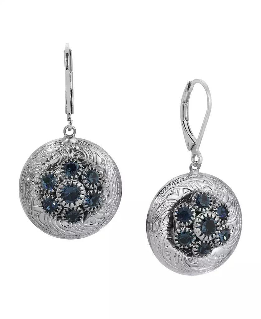 商品2028|Silver-Tone Crystal Round Drop Earrings,价格¥282,第1张图片