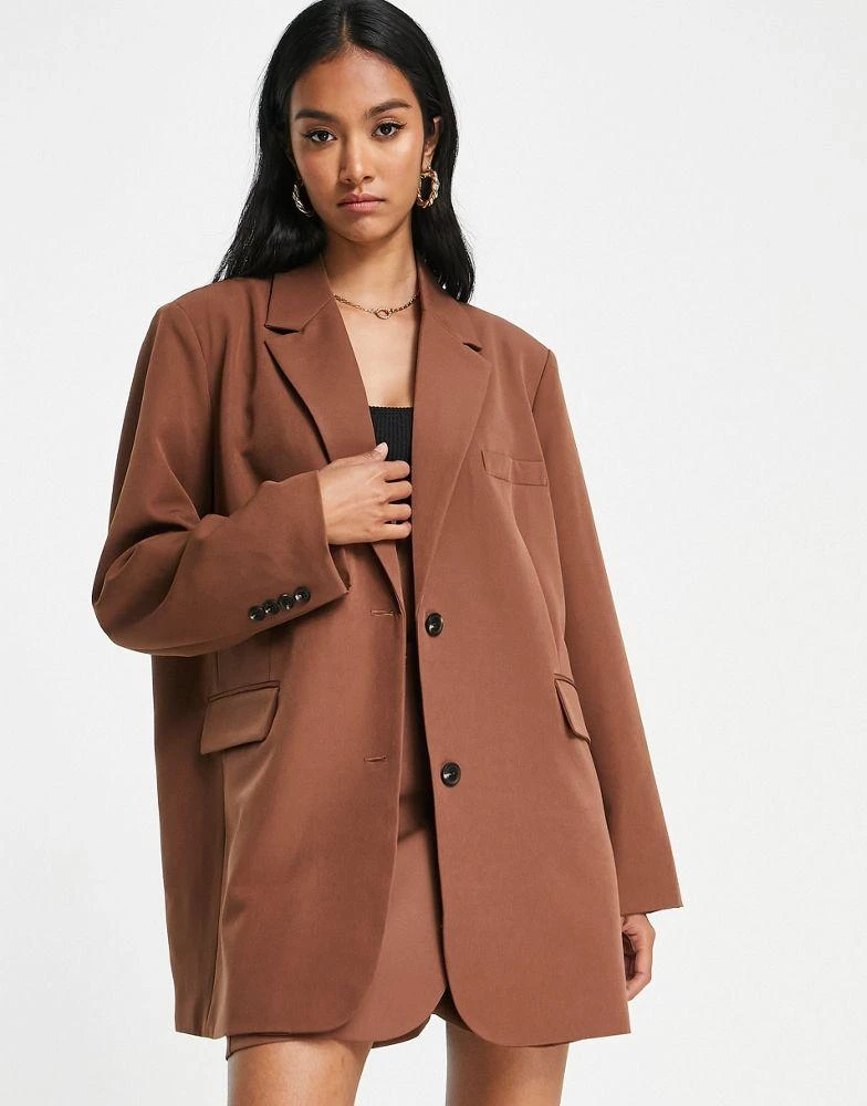 商品VERO MODA|Vero Moda tailored suit blazer co-ord in chocolate,价格¥369,第4张图片详细描述