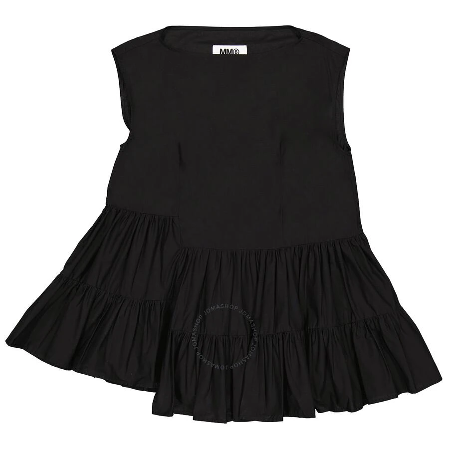 商品MM6|MM6 Ladies Ruffle Hem Tank Top In Black,价格¥388,第1张图片