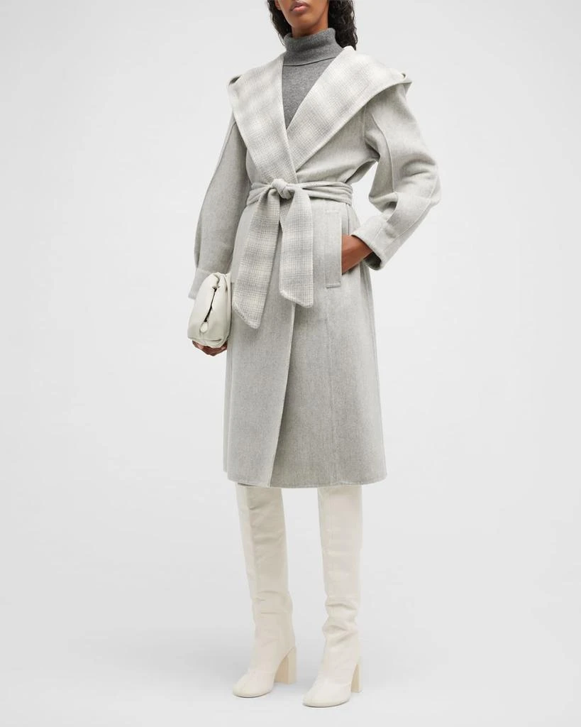 商品AGNONA|Self-Belt Hooded Cashmere Long Coat,价格¥16303,第3张图片详细描述