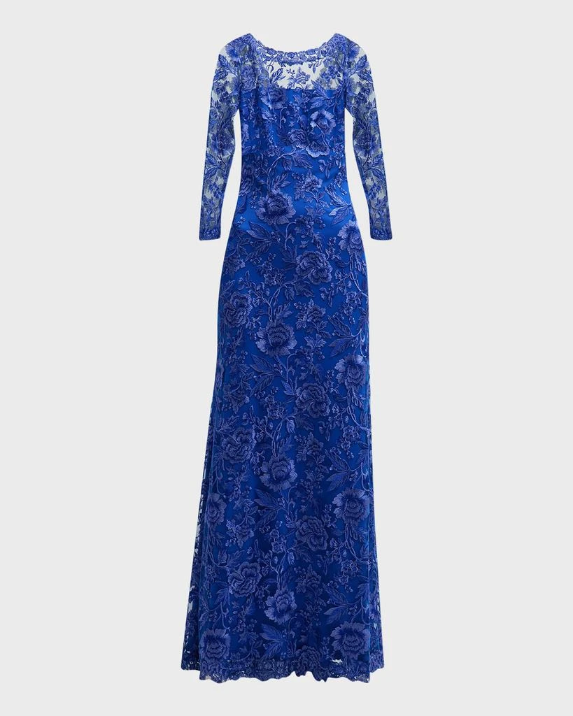 商品Tadashi Shoji|Floral-Embroidered Illusion Lace Gown,价格¥4253,第2张图片详细描述