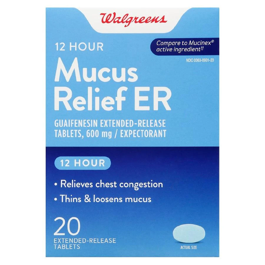 商品Walgreens|Mucus Relief 600mg tablet,价格¥185,第1张图片