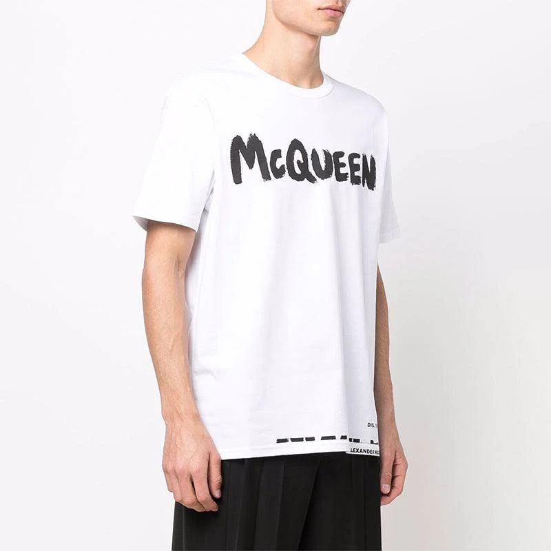 商品Alexander McQueen|白色圆领棉质logo印花T恤短袖【香港仓极速发货】,价格¥2084,第1张图片