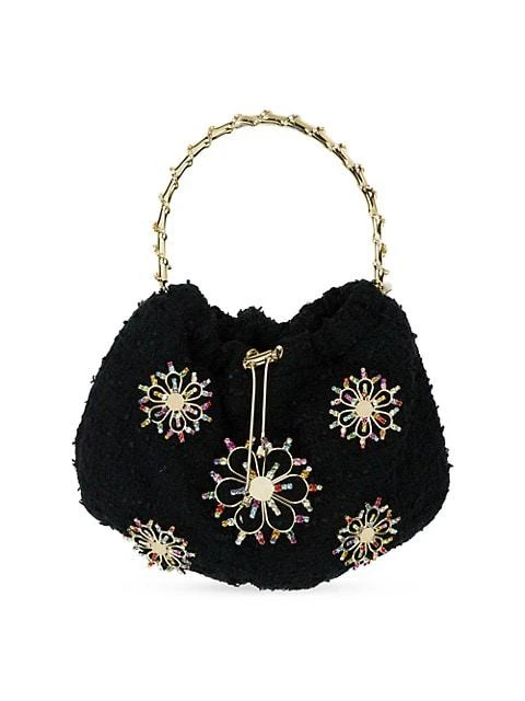 商品ROSANTICA|Anna Dello Russo x Rosantica Fatale Luminaria Crystal-Embellished Tweed Top Handle Bag,价格¥2197,第1张图片