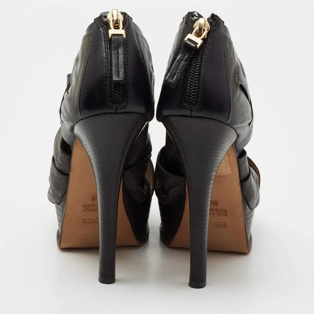 商品[二手商品] Fendi|Fendi Black Pleated Leather Peep Toe Ankle Booties Size 38,价格¥890,第5张图片详细描述