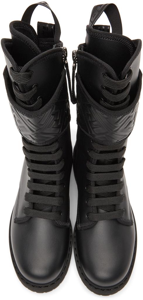 Black 'Forever Fendi' Rockoko Biker Boots商品第5张图片规格展示