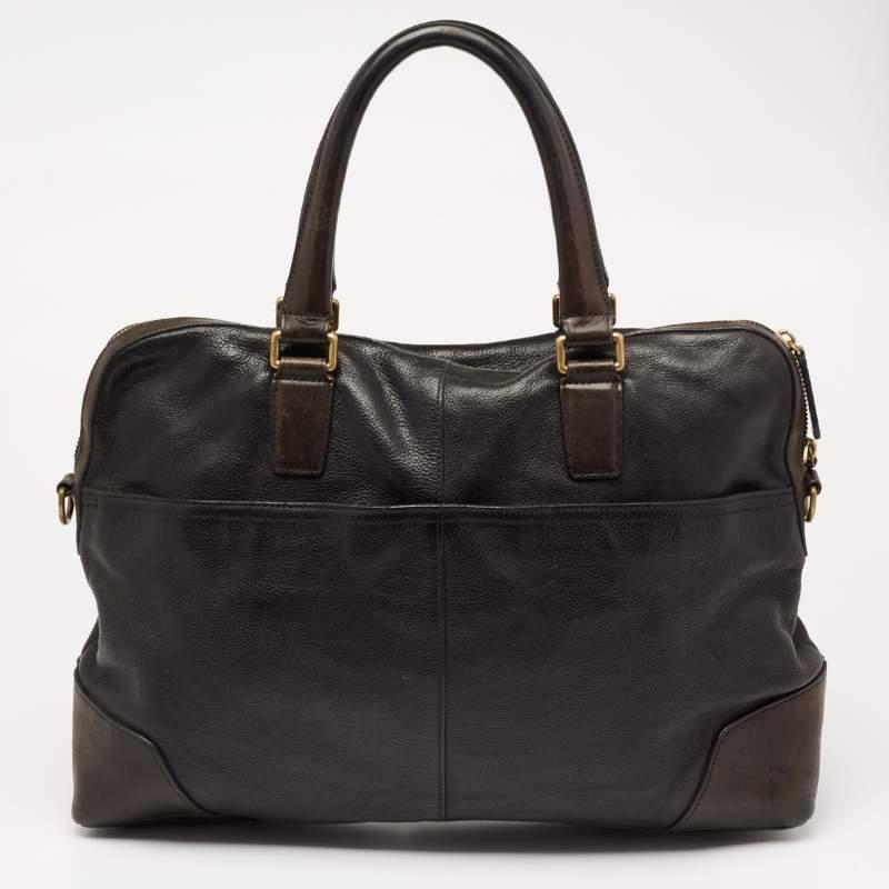 商品[二手商品] Coach|Coach Black/Dark Brown Leather Briefcase Bag,价格¥1311,第6张图片详细描述