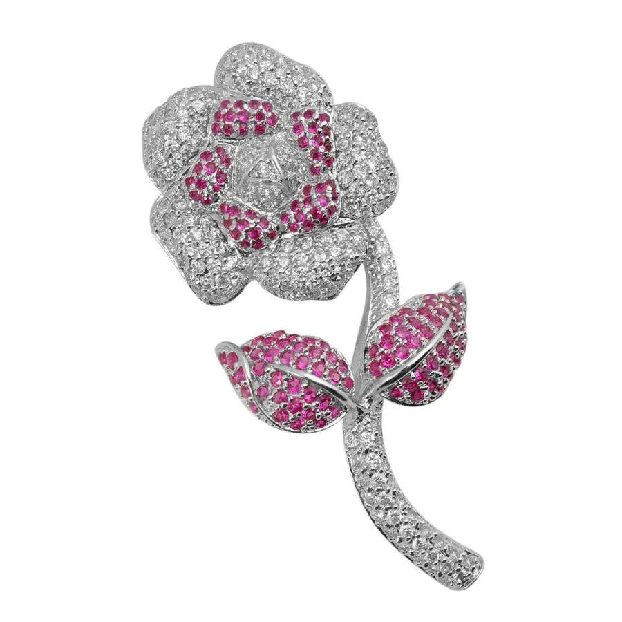 商品Megan Walford|Sterling Silver Cubic Zirconia Flower with Stem Pin,价格¥1600,第1张图片