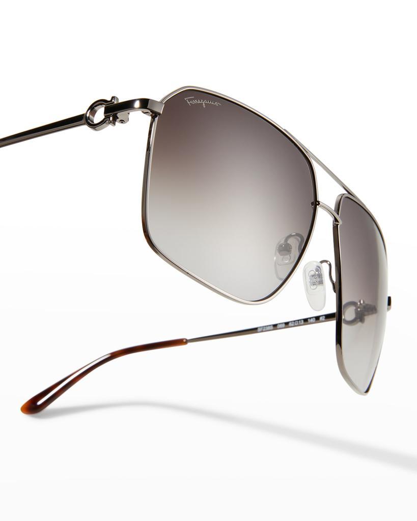 商品Salvatore Ferragamo|Men's Navigator Gancio Logo Sunglasses,价格¥2433,第7张图片详细描述
