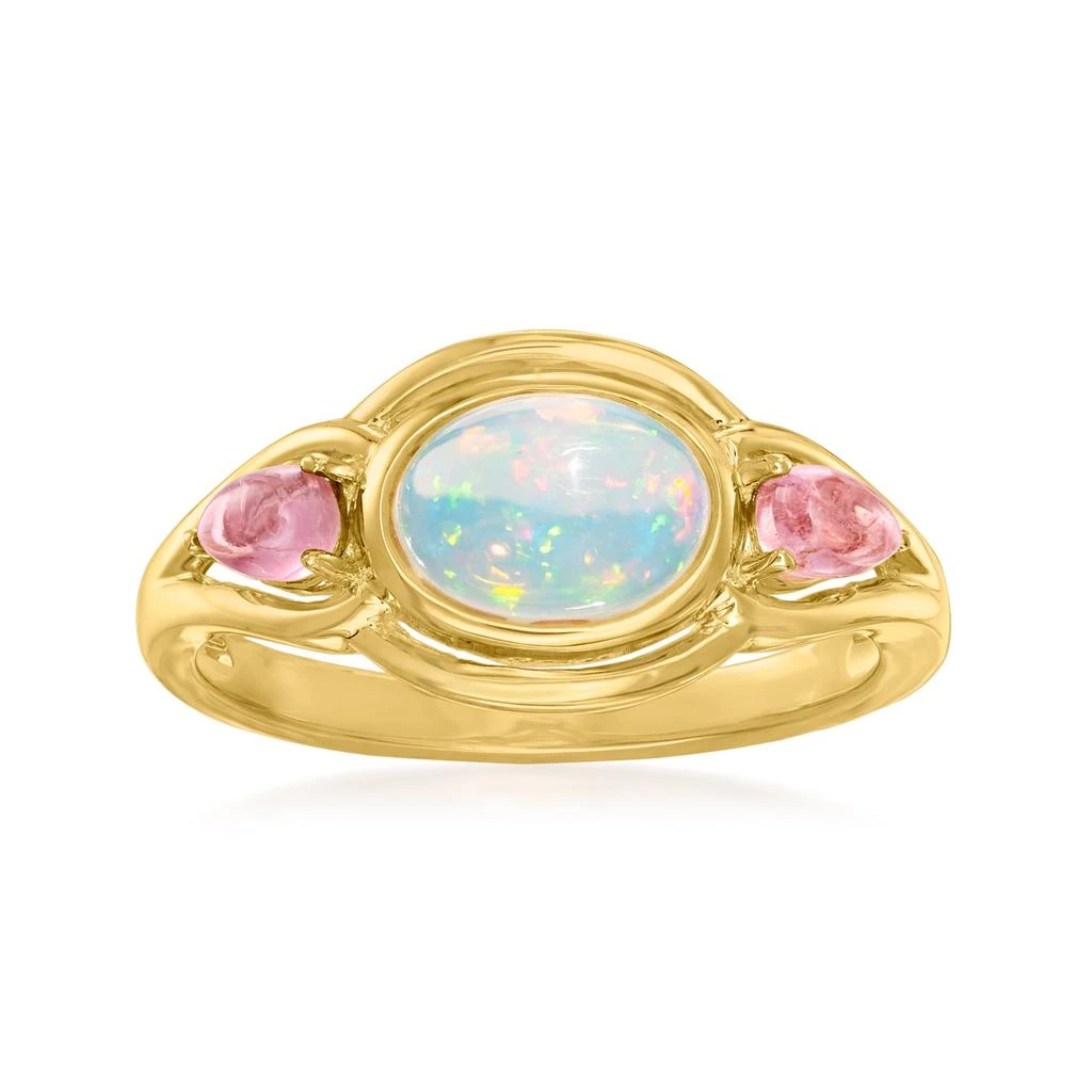 商品Ross-Simons|Ethiopian Opal and Pink Tourmaline Ring in 18kt Gold Over Sterling,价格¥1037,第1张图片