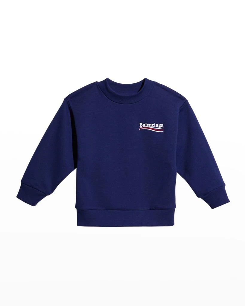 商品Balenciaga|Kid's Political Logo Crewneck Sweatshirt, Size 2-10,价格¥2304,第1张图片