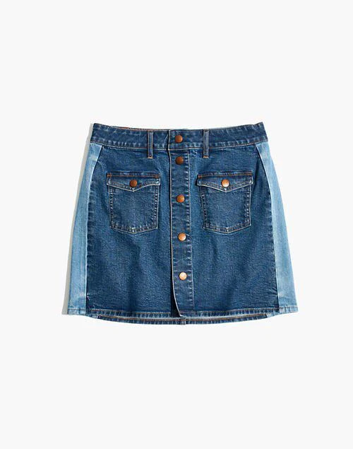 商品Madewell|Stretch Denim Straight Mini Skirt: Pieced Edition,价格¥396,第4张图片详细描述