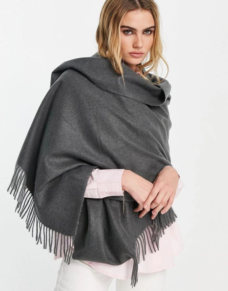 商品Mango|Mango poly fringe scarf in grey - GREY,价格¥123,第1张图片