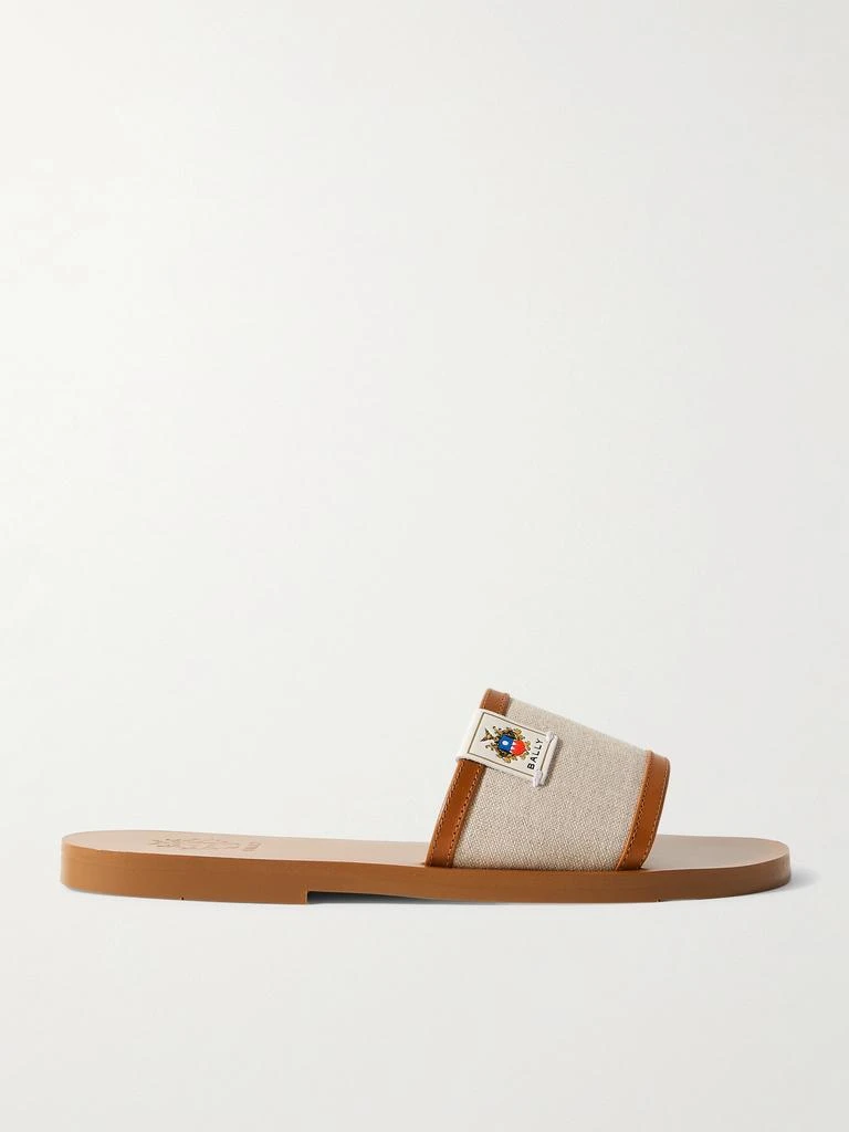 商品Bally|Sollie-t 品牌标志贴花皮革边饰帆布拖鞋  - IT36,价格¥4660,第1张图片