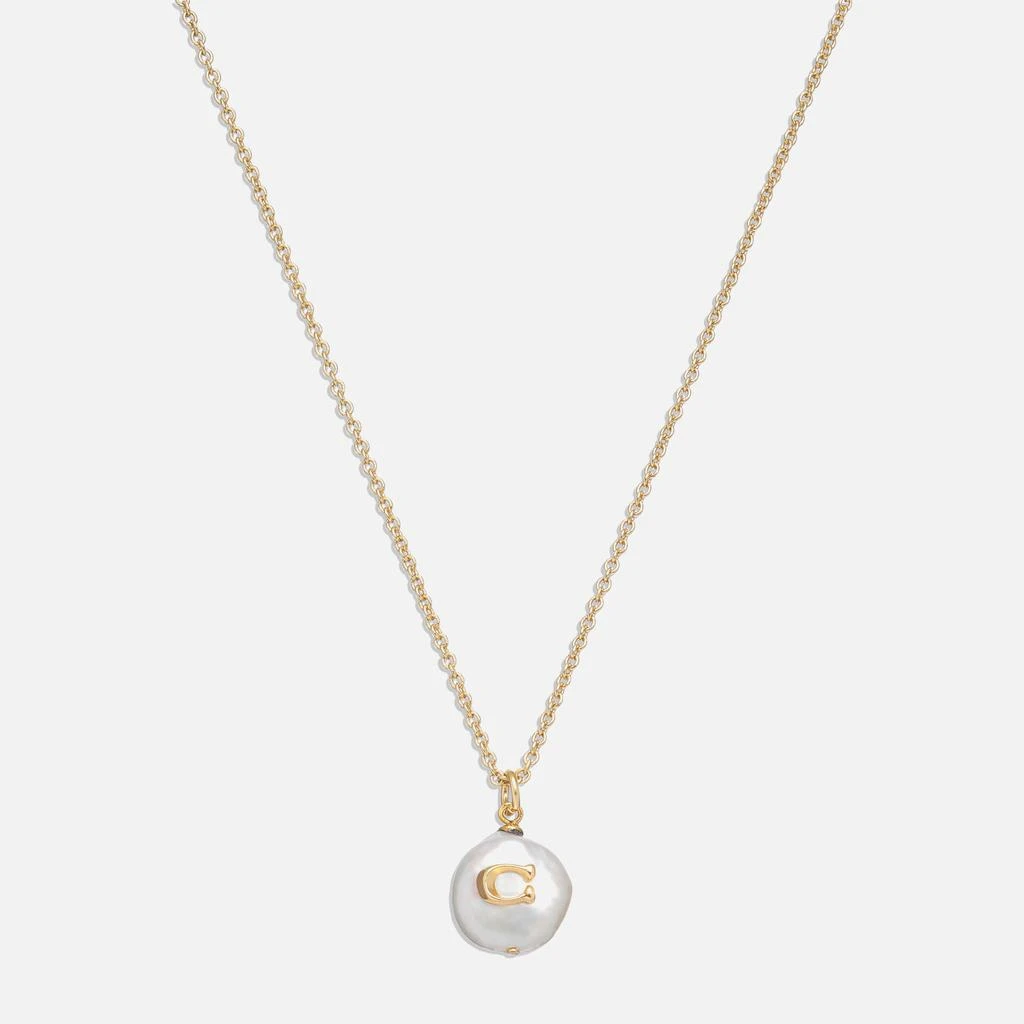 商品Coach|Coach Coin C Faux Pearl Short Pendant Necklace,价格¥666,第1张图片