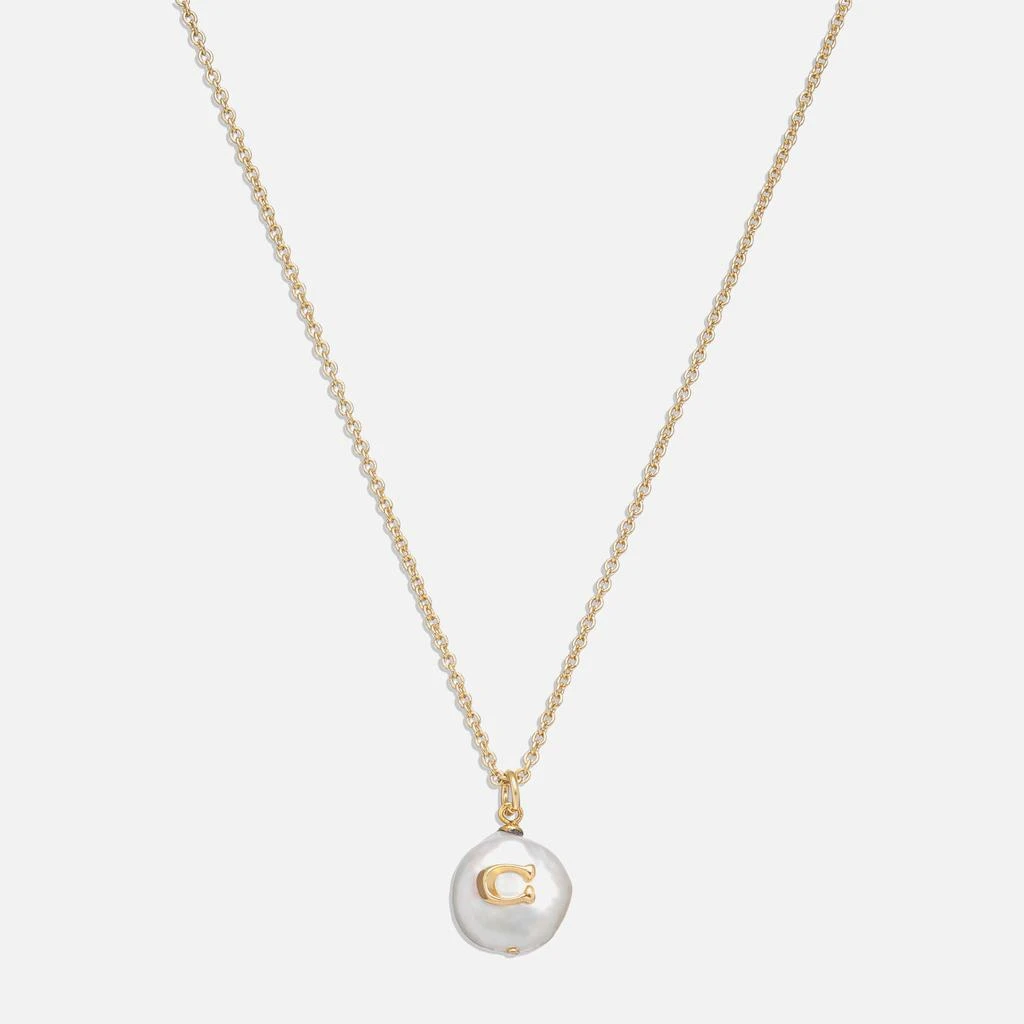 商品Coach|Coach Coin C Faux Pearl Short Pendant Necklace,价格¥345,第1张图片