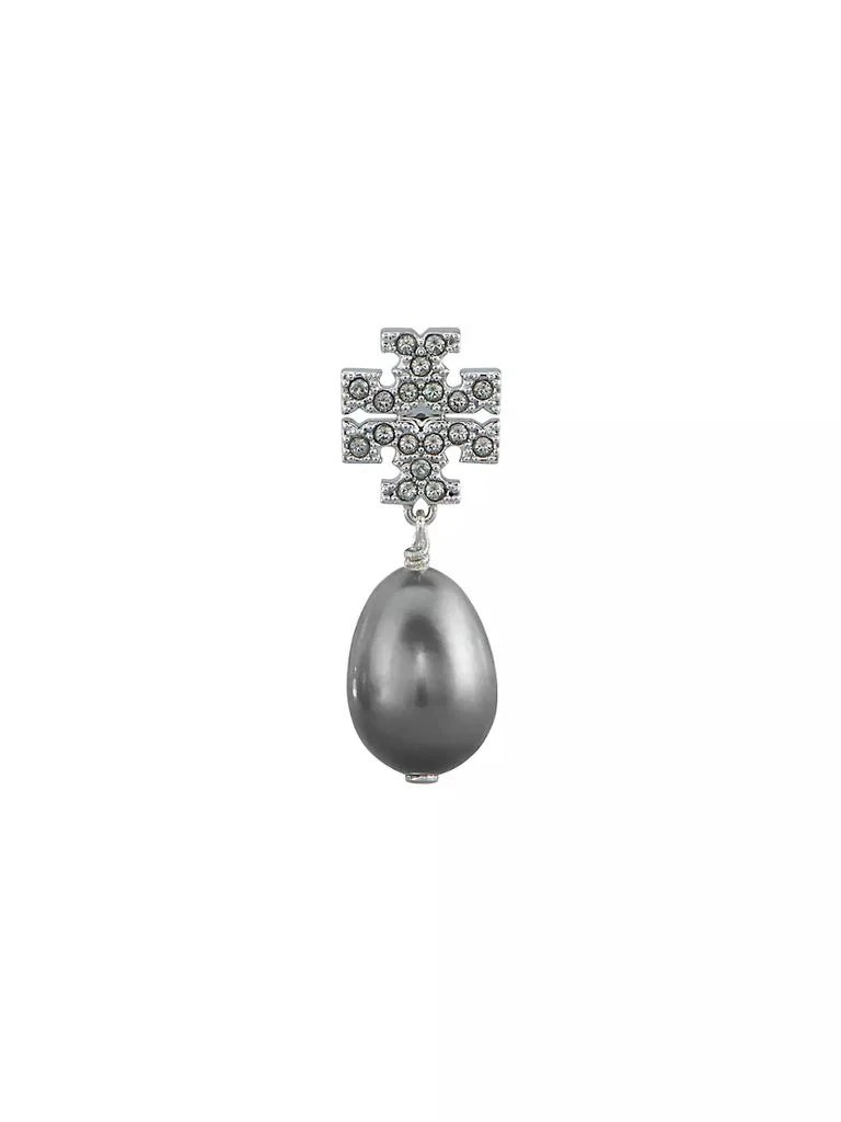 商品Tory Burch|Silvertone, Crystal & Faux-Pearl Logo Drop Earrings,价格¥961,第2张图片详细描述