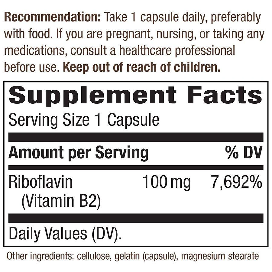 商品Nature's Way|Riboflavin Vitamin B2 Capsules,价格¥83,第4张图片详细描述