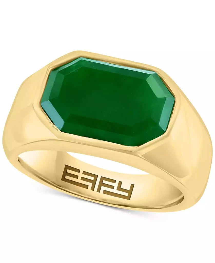 商品Effy|EFFY® Men's Jade Octagon Ring in 14k Gold-Plated Sterling Silver,价格¥4821,第1张图片