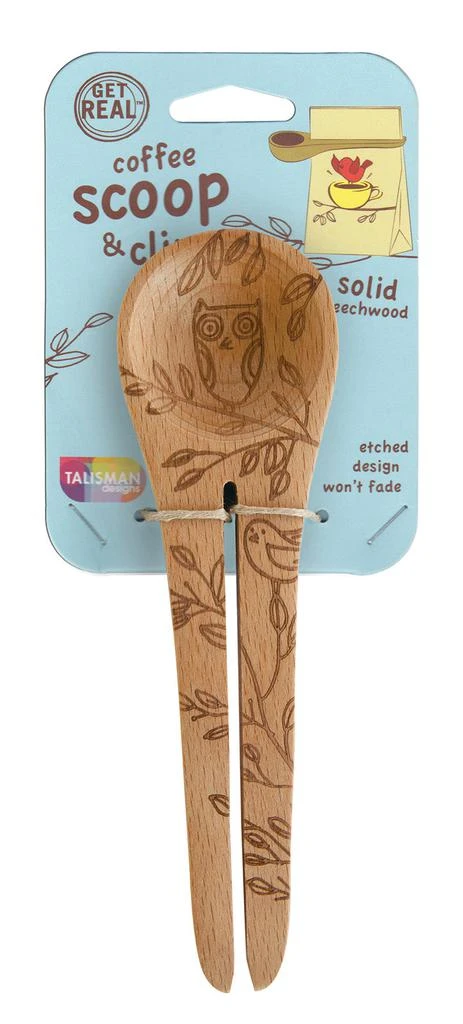 Talisman Designs Talisman Designs Laser Etched Honey Bee Beechwood Coffee Scoop & Clip, Nature Collection 1