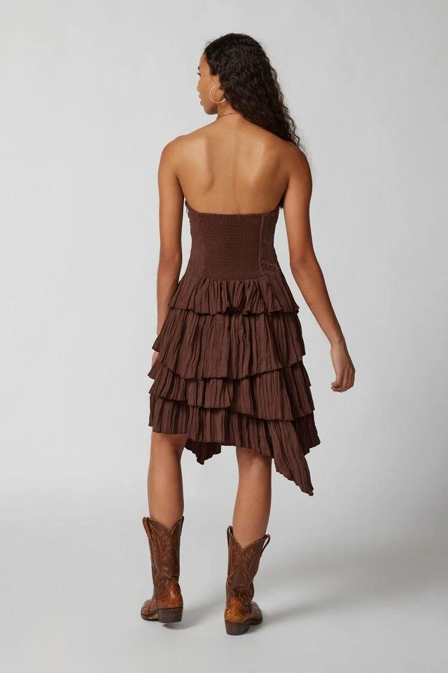 商品Urban Outfitters|UO Renee Lace-Up Tiered Midi Dress,价格¥609,第4张图片详细描述