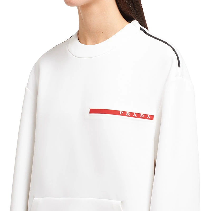 【预售3-7天】PRADA/普拉达  Double Technical系列 女士白色再生聚酯纤维尼龙面料Oversize圆领运动衫卫衣134612_LJ4_F0009_S_202 商品