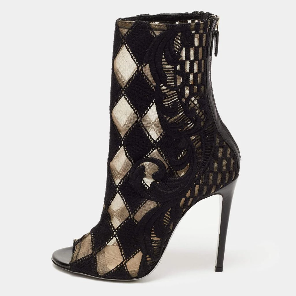商品[二手商品] Balmain|Balmain Black Mesh and Fabric Ankle Boots Size 38,价格¥1655,第1张图片